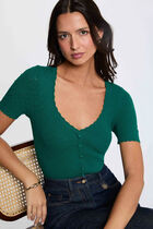 Fitted V-neck sweater green women