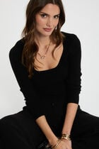 Pull manches longues noir femme