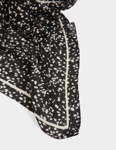 Pleated scarf polka dot print black women