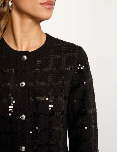 Fitted sequin jacket black women
