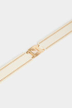Elasticised belt with studs ivory women