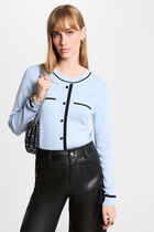 Pull col rond manches longues bleu ciel femme