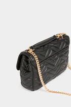 Quilted bag with M buckle black women