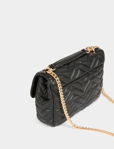 Quilted bag with M buckle black women
