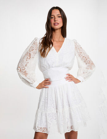 Flared short skirt white women