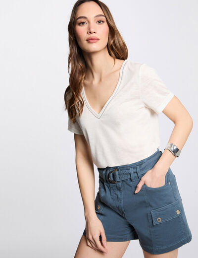 Belted cargo shorts petroleum blue women