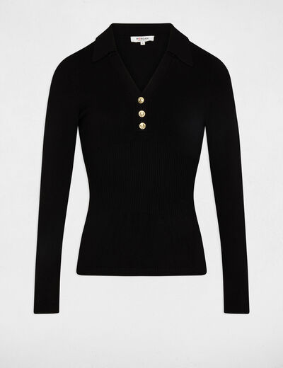 Fitted polo neck sweater black women