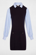 Fitted short dress navy blue women
