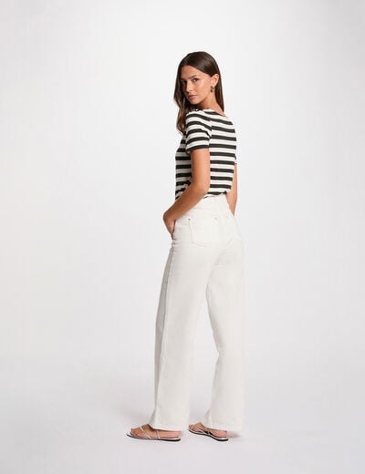 Striped short sleeve T-shirt white women