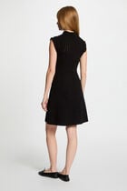 Robe tricot courte trapèze noir femme