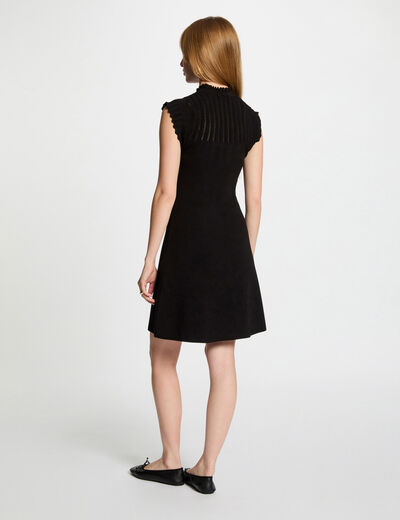 A-line mini knitted dress black women