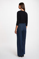 Sweater with round neck and buttons navy blue women