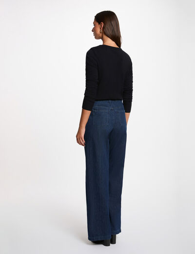 Sweater with round neck and buttons navy blue women