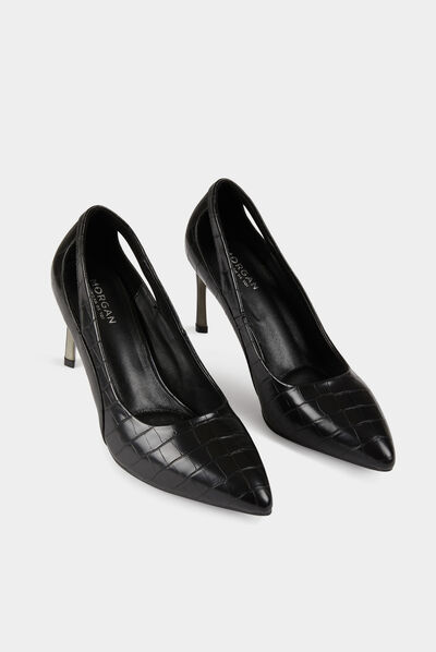 Croc stilettos with openings black ladies'