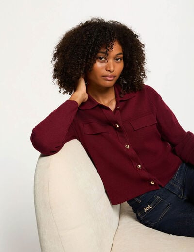 Long-sleeved cardigan burgundy women
