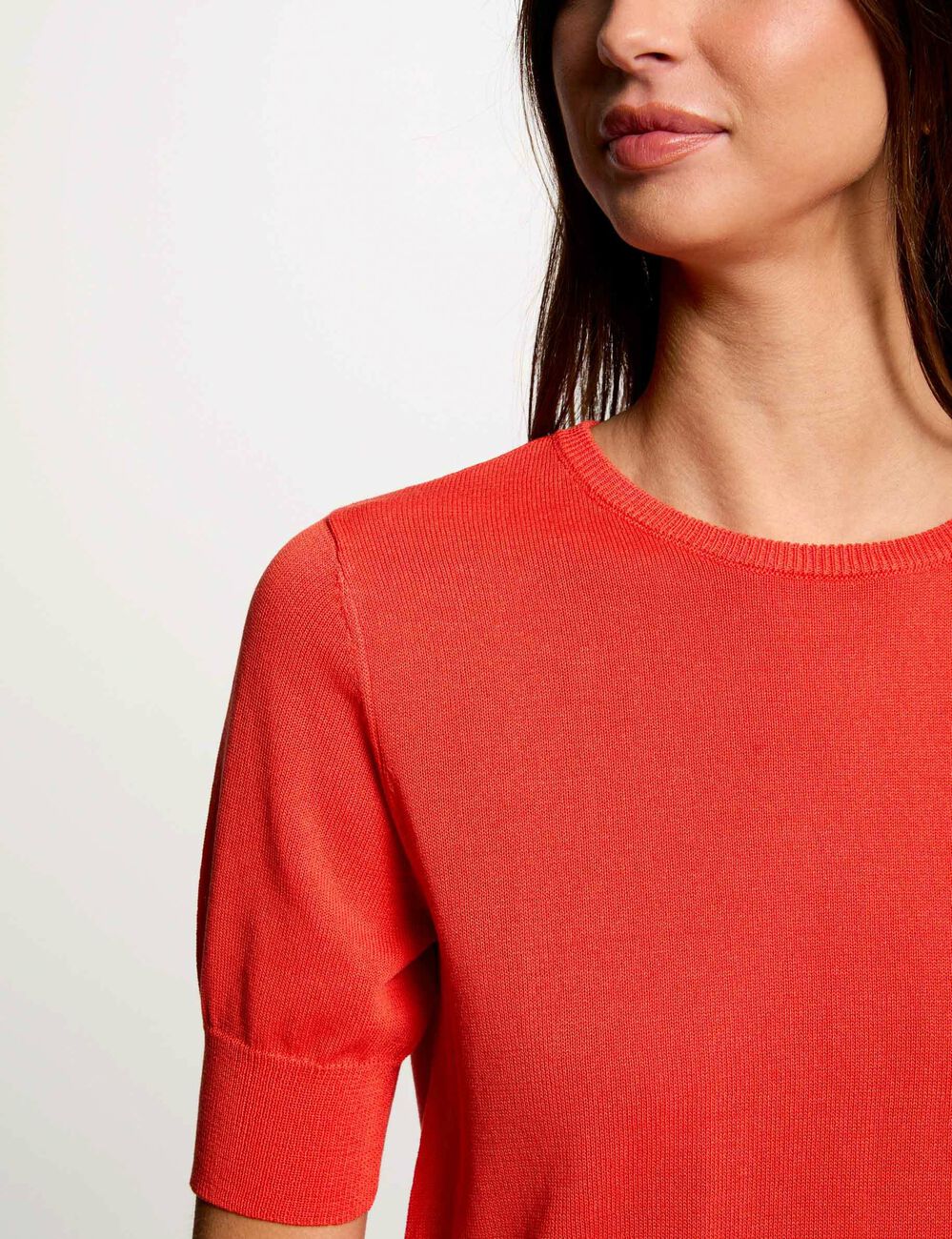 Short-sleeved jumper dark orange women