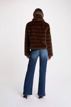 Short faux fur coat brown women