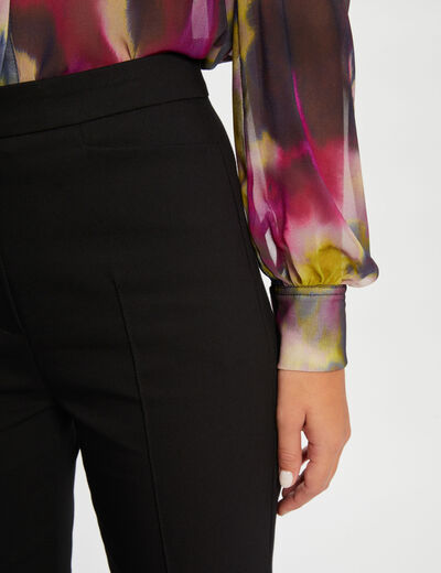 Flare city trousers with darts black ladies'