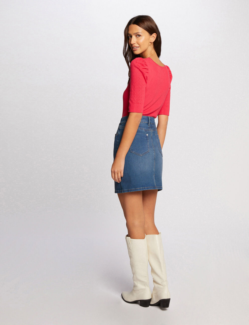 Short denim skirt stone denim women