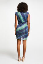 Robe courte ajustée imprimée multicolore femme