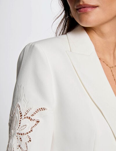 Blazer laced sleeves white women