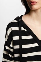 Pull col en V à capuche noir femme