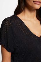 Jumper V-neck short sleeves navy women