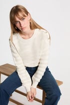 Jumper round neck and buttons beige women