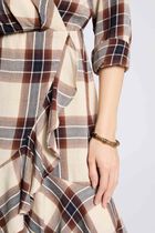 Robe portefeuille à carreaux multicolore femme