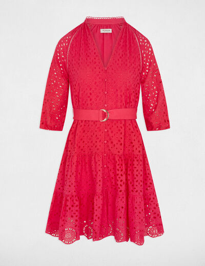 Embroidered A-line mini dress raspberry ladies'
