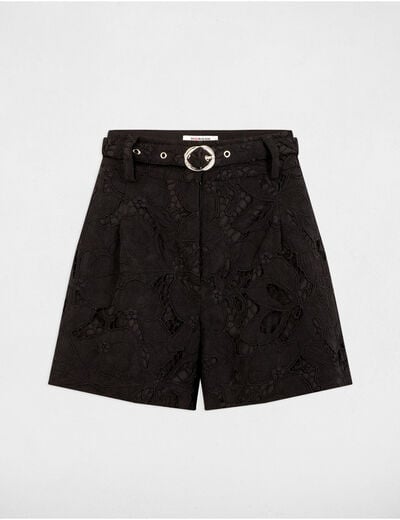 High waist laced shorts black women