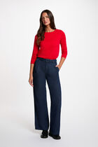 Sweater with round neck and buttons red women