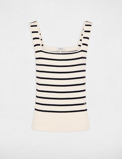 Striped jumper square neck ecru women