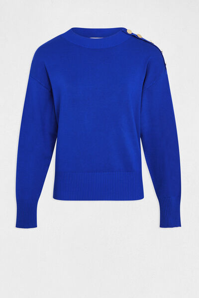 Long-sleeved jumper with round neck electric blue ladies'
