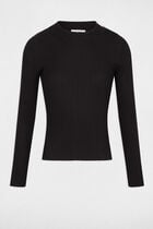 Ribbed jumper high collar black women