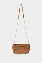 Suede crossbody bag cognac brown women