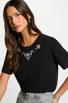 Short-sleeve t-shirt with rhinestones black women