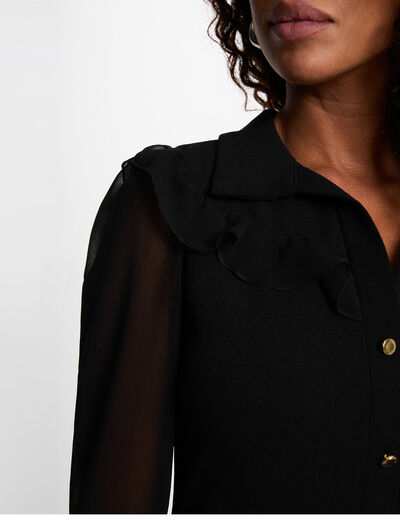Short dress with lapel collar black women