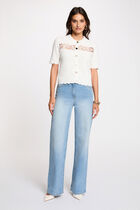 Embroidered openwork sweater white women
