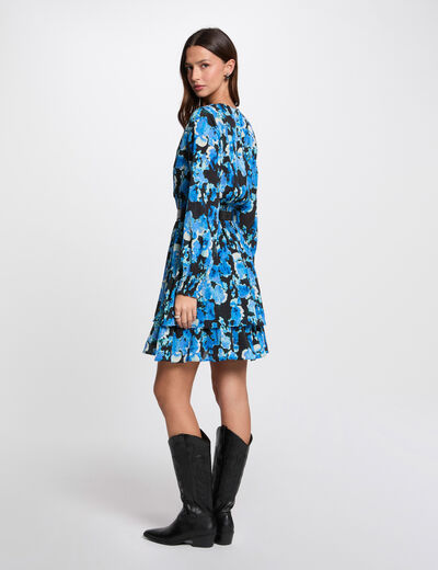 Printed waisted mini dress multicolor women