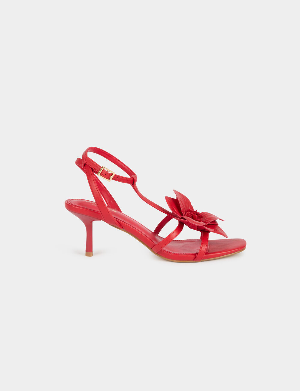 Faux leather sandals red women