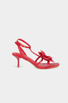Faux leather sandals red women