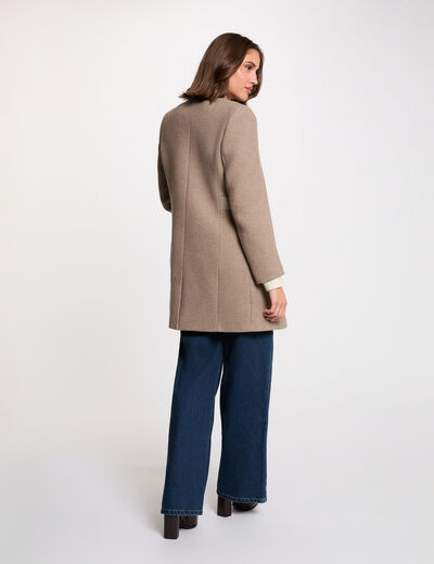 Fitted coat with rhinestones beige women