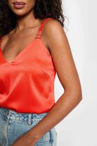 Satin top with straps bright red women