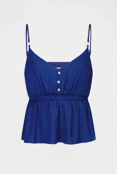 Blouse with thin straps and ornament electric blue ladies'