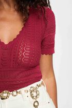 Short-sleeve lace top bordeaux women
