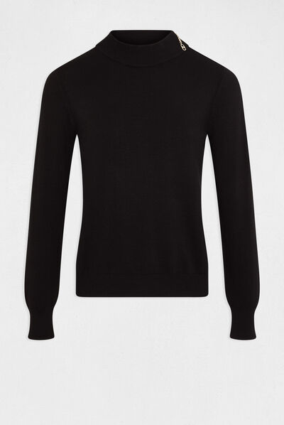 Long-sleeved jumper zipped detail black ladies'