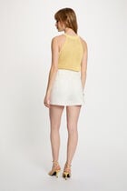 Fitted round neck tank top light yellow women