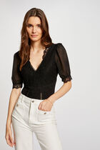 Lace body 3/4-length sleeves black women