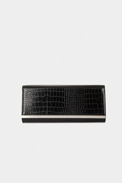 Clutch bag with croc effect black ladies'